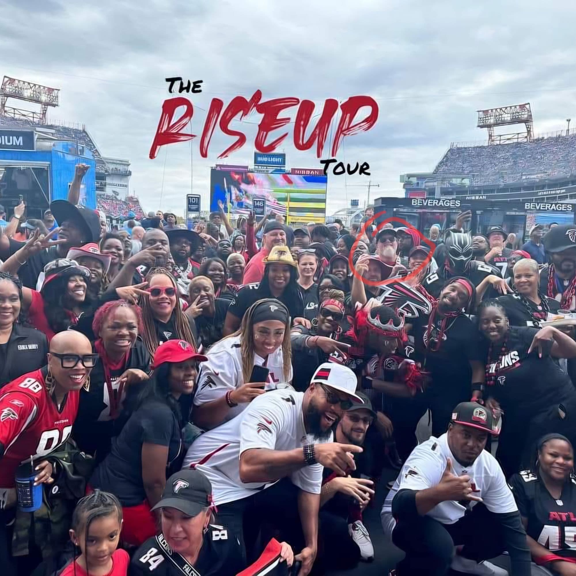 The RISEUP Tour Fan Club members together at the stadium